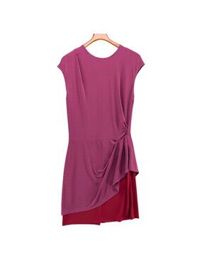 Narciso Rodriguez Drapey Dress Mulberry Burgundy Colorblock Overlay Stretch Sz M